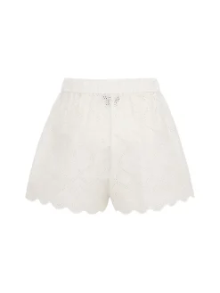 Eyelet lace boxer-style shorts
