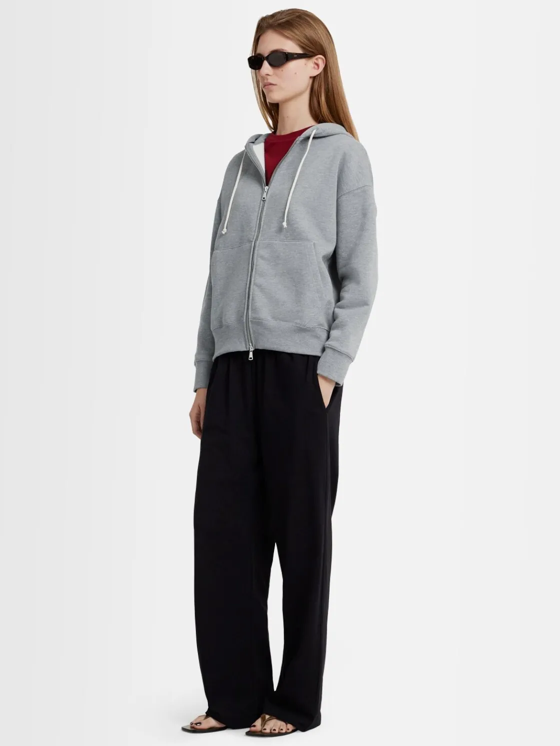 Felpa Grace in cotone felpato con zip e cappuccio
