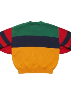 Felpa in cotone color block con stampa