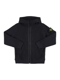 Felpa in cotone con zip e cappuccio