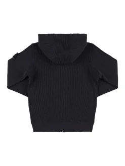 Felpa in cotone con zip e cappuccio