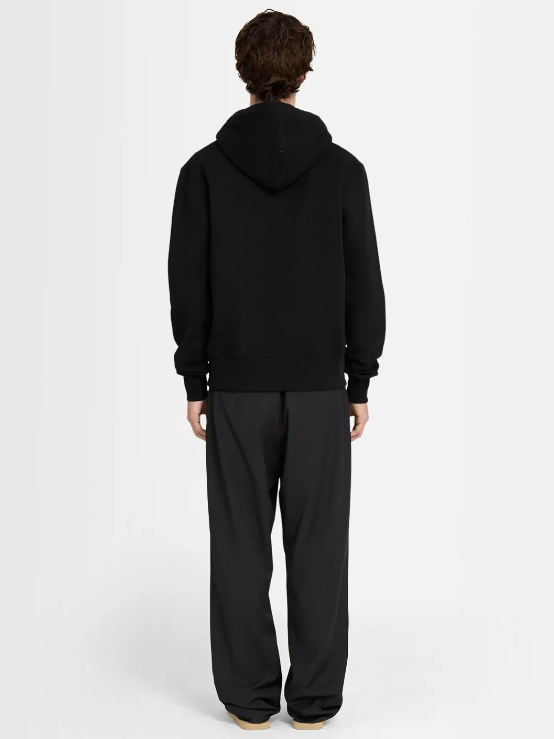Felpa in cotone con zip e cappuccio