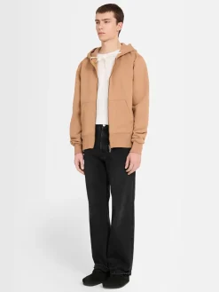 Felpa in cotone con zip e cappuccio
