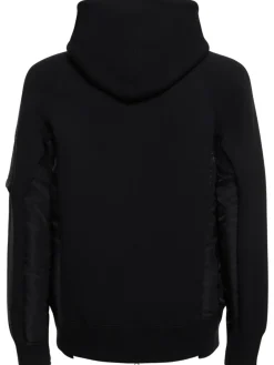 Felpa in cotone e twill di nylon / cappuccio