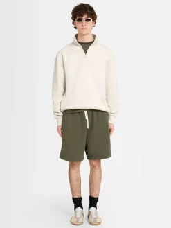 Felpa in cotone felpato con mezza zip