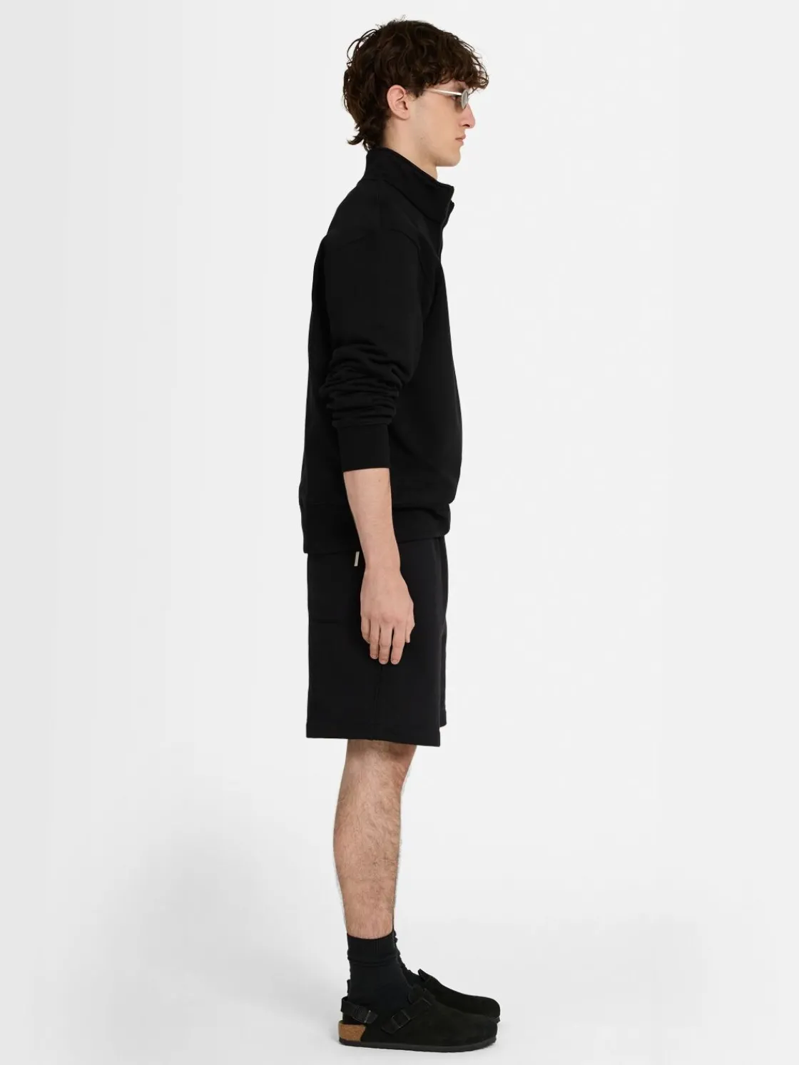 Felpa in cotone felpato con mezza zip