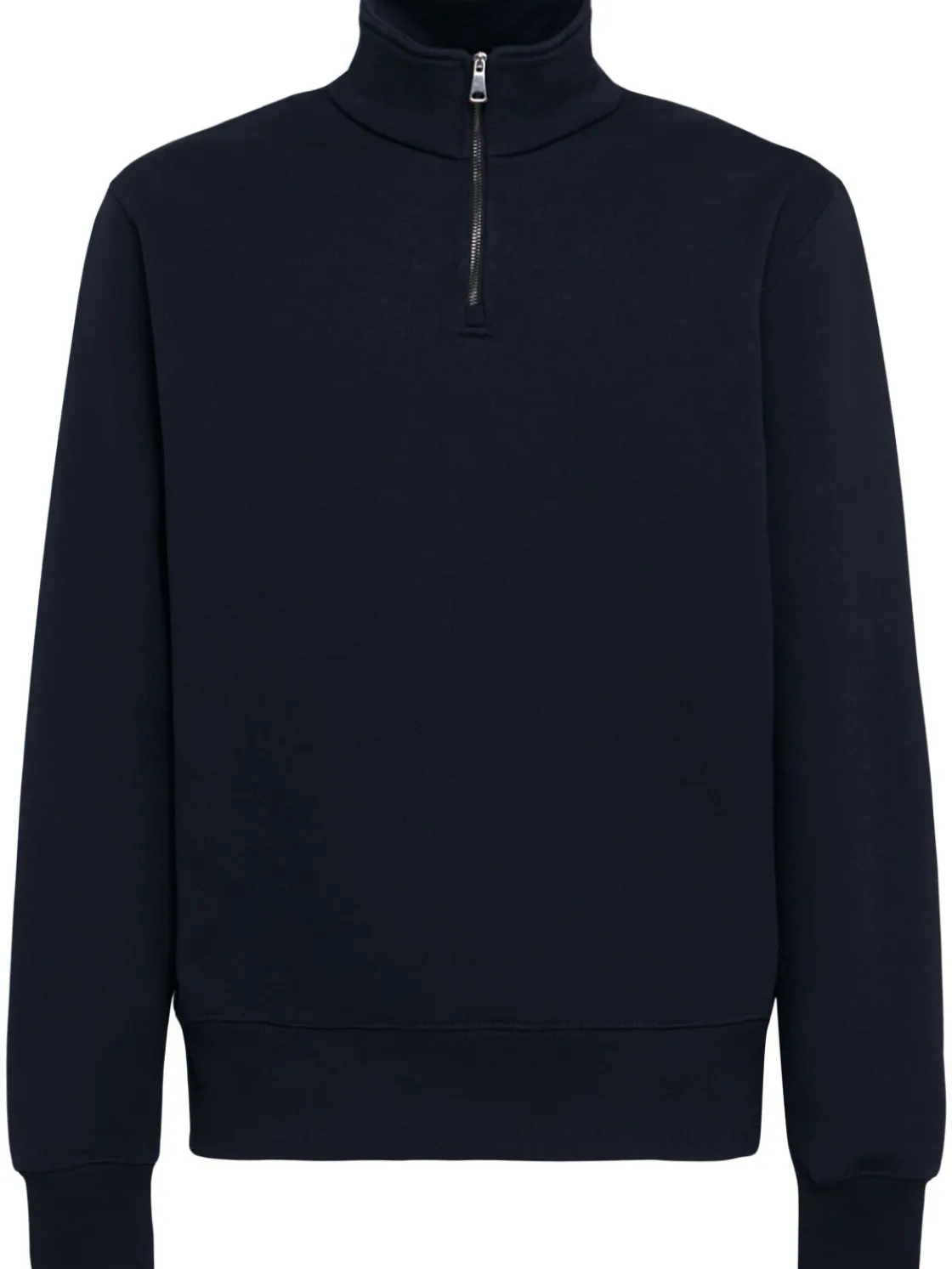 Felpa in cotone felpato con mezza zip