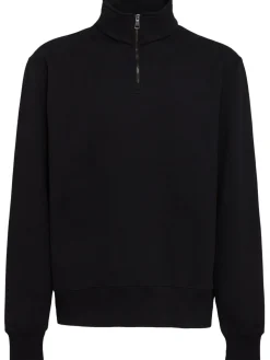 Felpa in cotone felpato con mezza zip