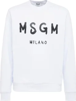 Felpa in cotone spazzolato con logo stampato