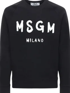 Felpa in cotone spazzolato con logo stampato