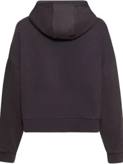 Felpa in cotone washed con zip e cappuccio