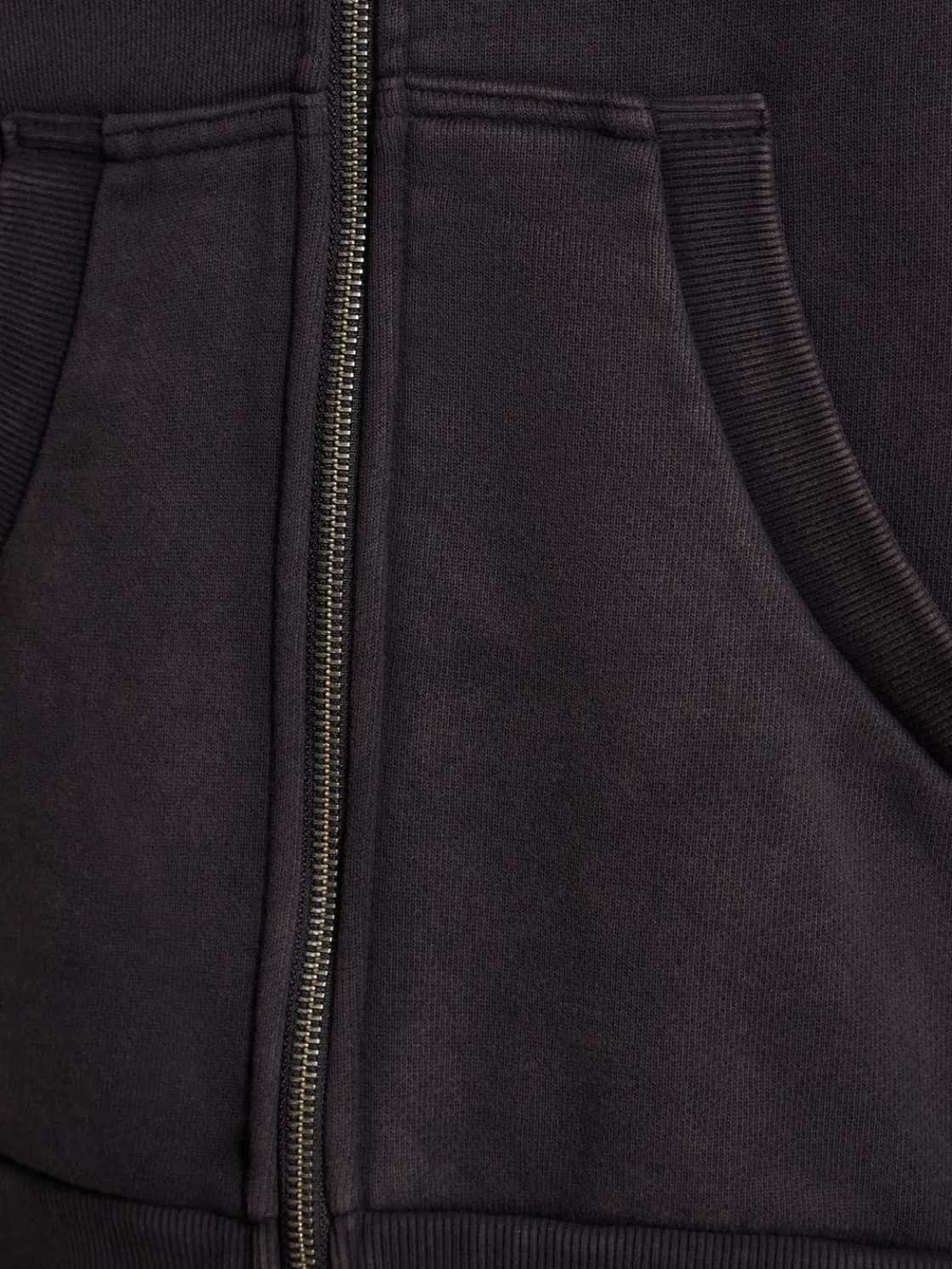 Felpa in cotone washed con zip e cappuccio