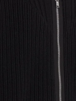Felpa in lana con zip e cappuccio