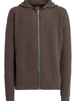 Felpa in lana con zip e cappuccio