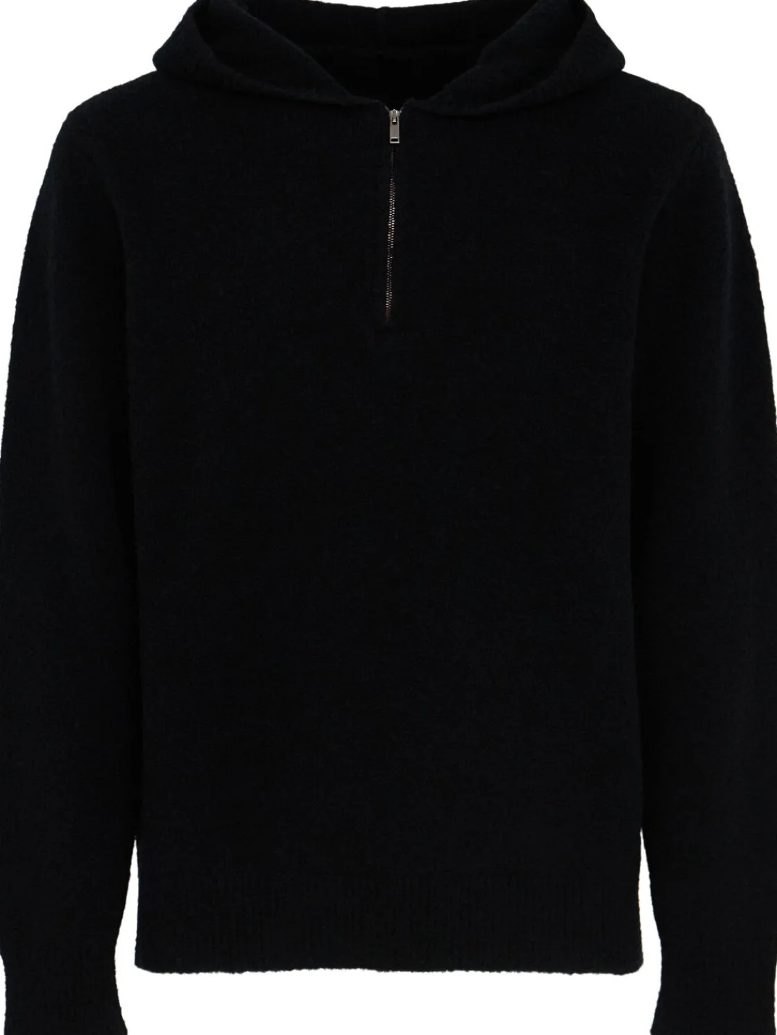 Felpa in maglia di lana con mezza zip e cappuccio