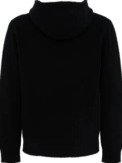 Felpa in maglia di lana con mezza zip e cappuccio