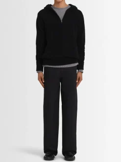 Felpa in maglia di lana con mezza zip e cappuccio