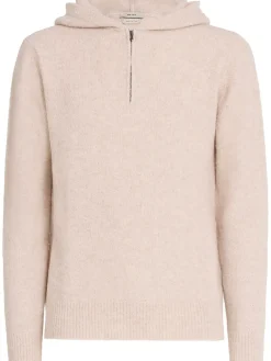Felpa in maglia di lana con mezza zip e cappuccio