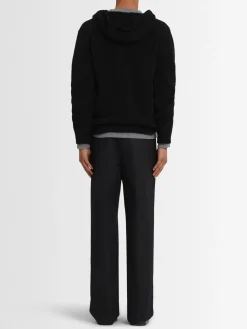 Felpa in maglia di lana con mezza zip e cappuccio