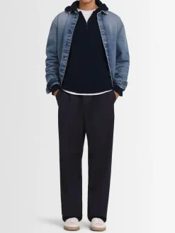 Felpa in maglia di lana con mezza zip e cappuccio