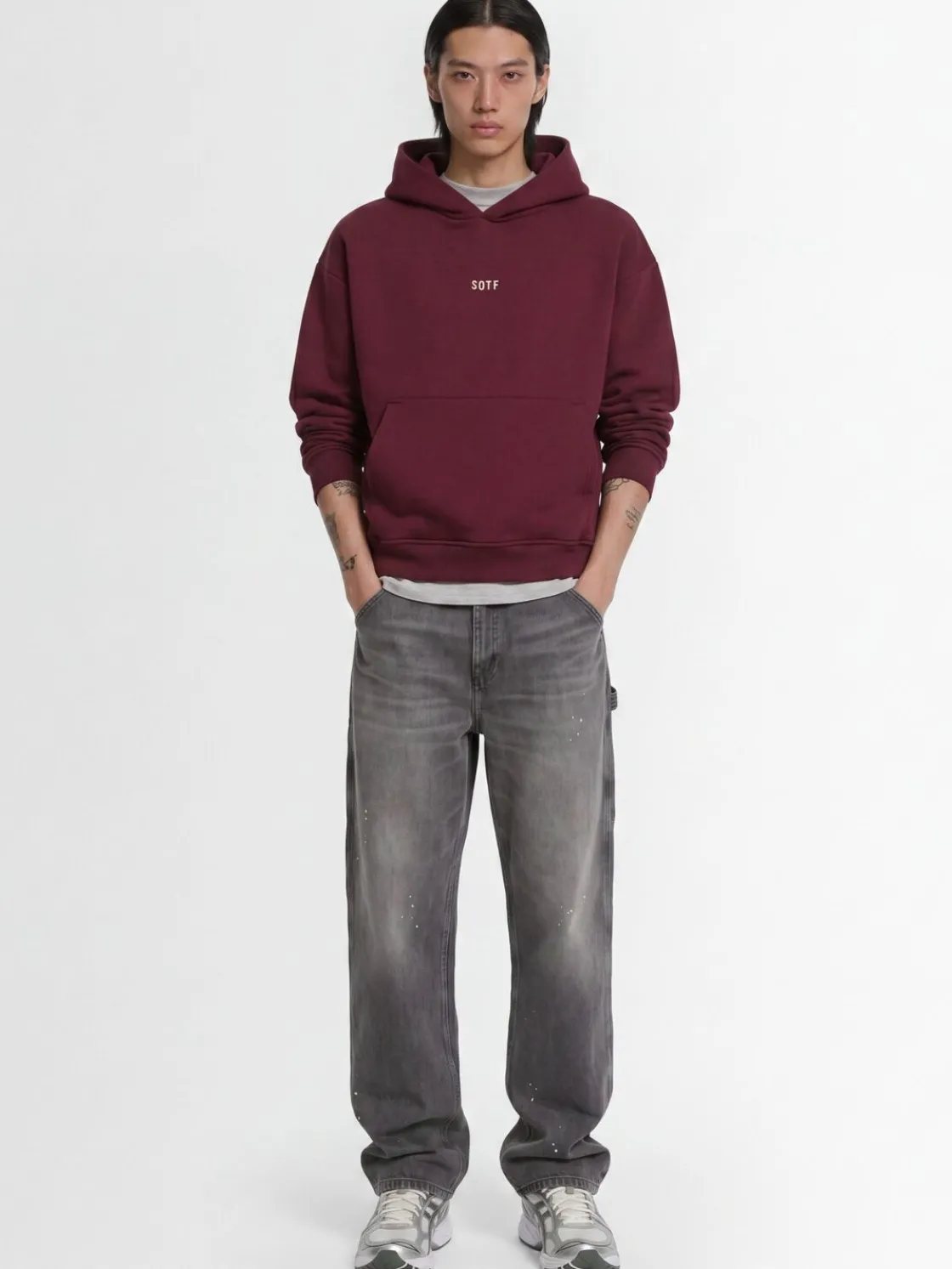 Felpa in misto cotone con cappuccio