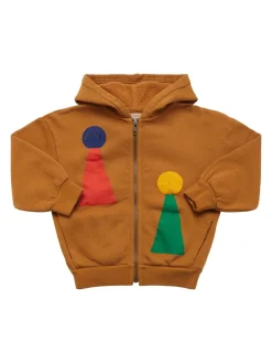 Felpa in misto cotone organico / cappuccio e zip