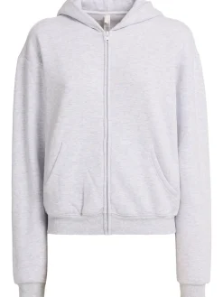 Felpa in misto cotone / zip e cappuccio