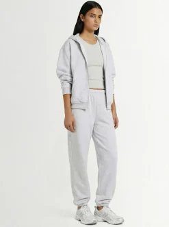 Felpa in misto cotone / zip e cappuccio
