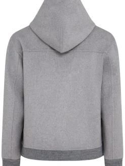 Felpa in misto lana con zip e cappuccio