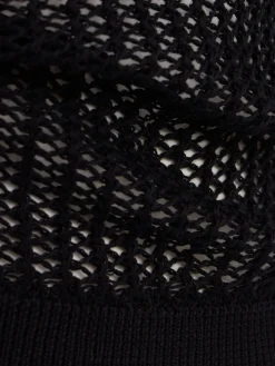 Fishnet linen & cotton tank top