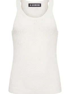 Fishnet linen & cotton tank top