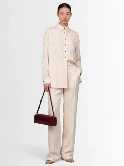Floral jacquard wide pants
