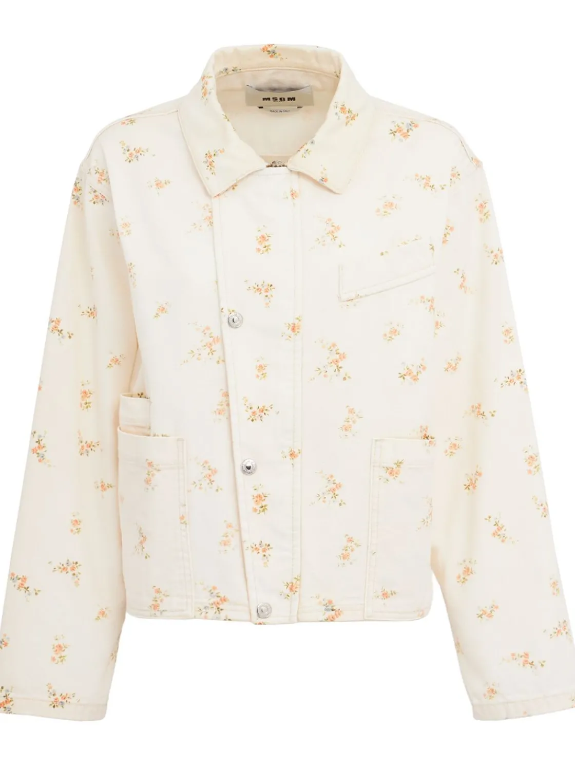 Floral printed denim jacket