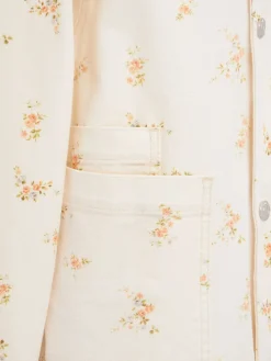 Floral printed denim jacket