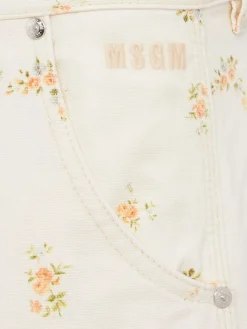 Floral printed straight jeans