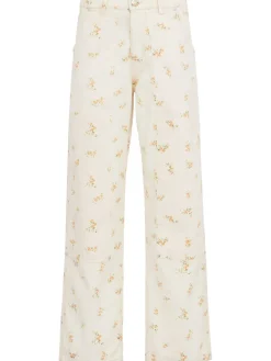 Floral printed straight jeans