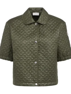 Floral quilted padded shirt jacket