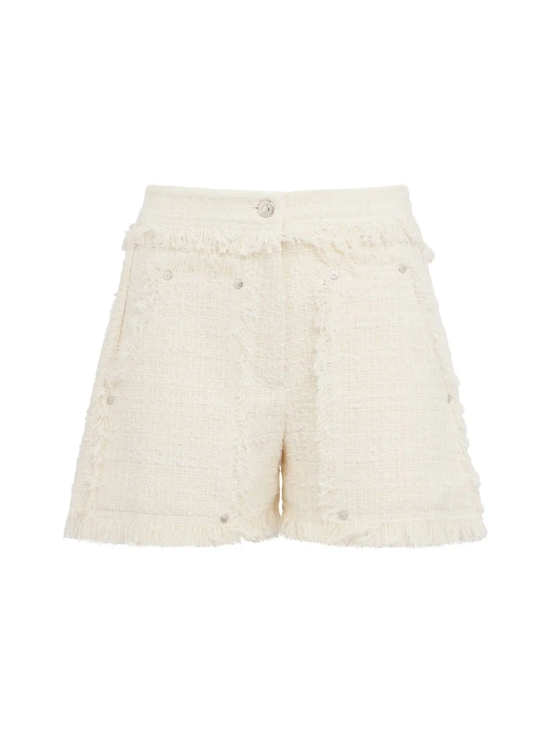 Fringed bouclé shorts
