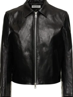 Giacca biker in pelle tinta