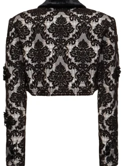 Giacca cropped floccata con perline