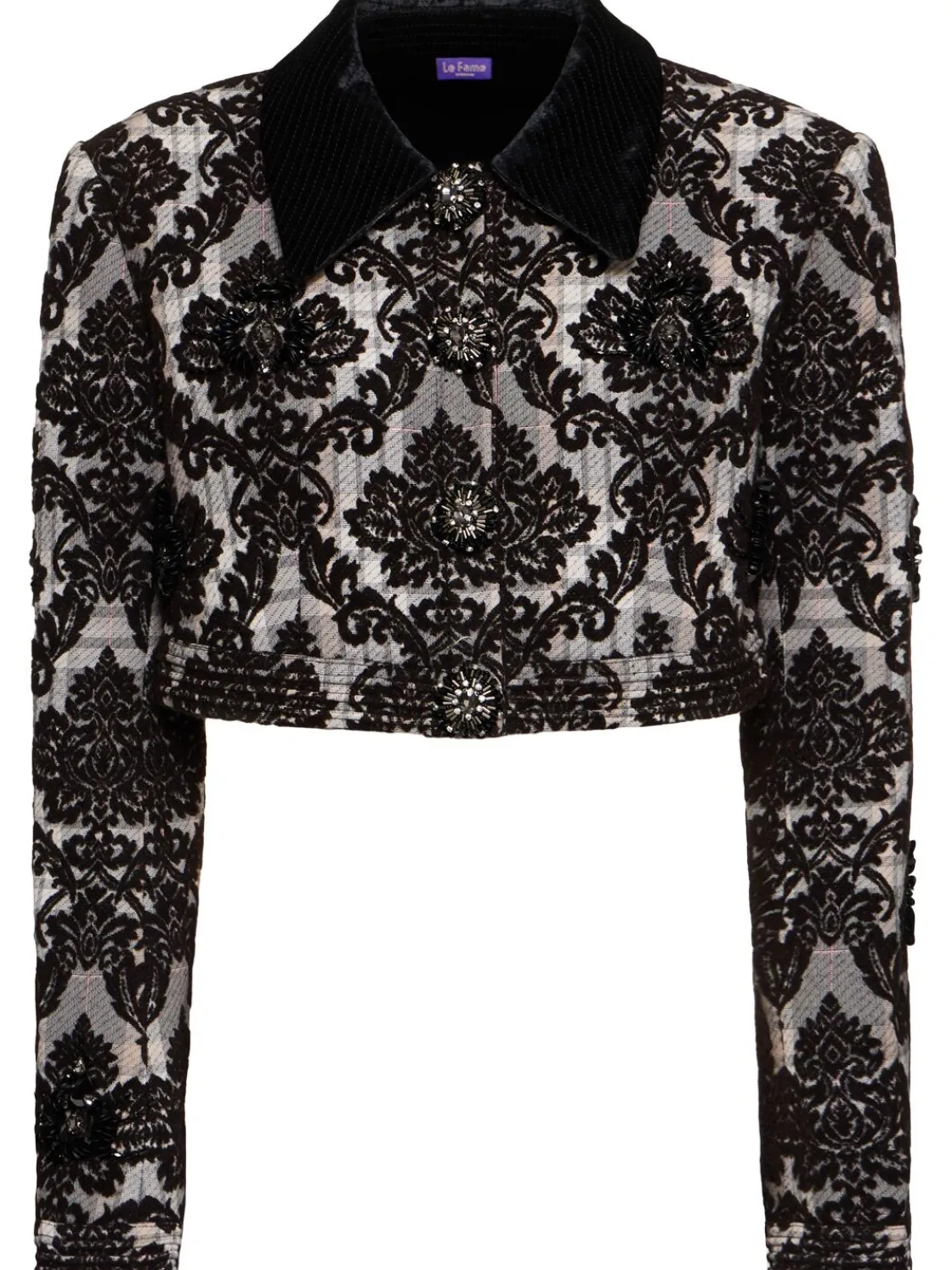 Giacca cropped floccata con perline