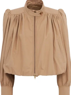 Giacca cropped in tela di cotone