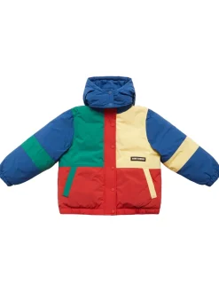 Giacca imbottita in poly stampato con cappuccio