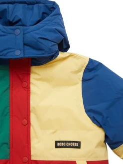Giacca imbottita in poly stampato con cappuccio