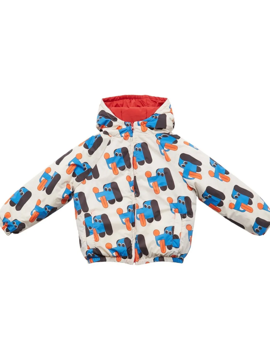 Giacca imbottita in poly stampato con cappuccio