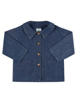 Giacca in denim di cotone e lino