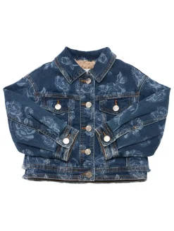 Giacca in denim di misto cotone stampato