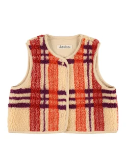 Gilet in techno con stampa tartan