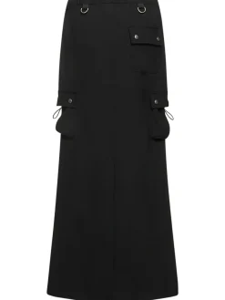 Gonna cargo sartoriale in misto fresco lana
