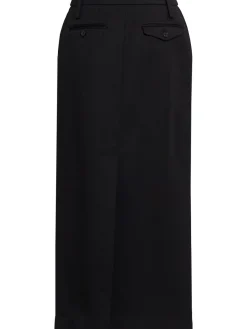 Gonna maxi in twill di misto lana a vita bassa